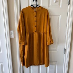 nu2ue Vintage Baby Doll Button Down 3/4 Sleeve Dress in Mustard Size XL (approx)